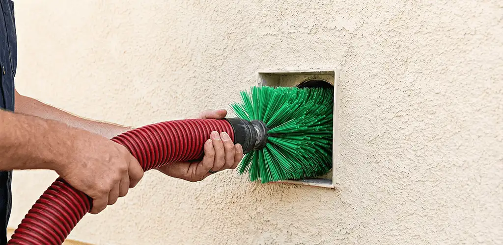Air duct cleaning brush removing debris from a vent opening in Philadelphia, PA