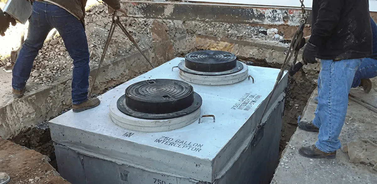 Grease trap installation for a commercial property drainage system in Philadelphia, PA