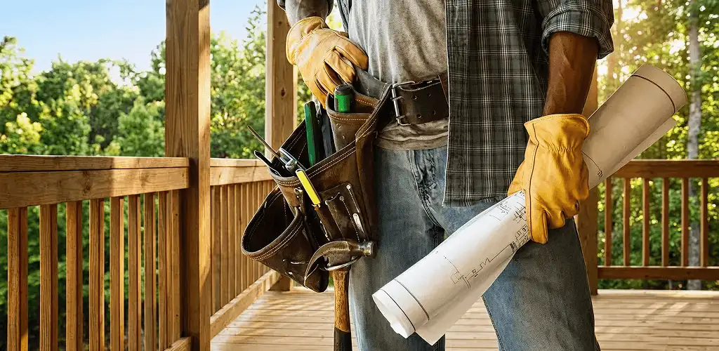 Professional handyman with tool belt ready for home repairs in Philadelphia, PA